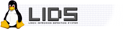 Original LIDS logo: Tux the penguin beside blocky LIDS letters over a binary background